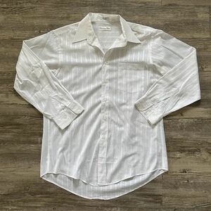 Vintage Christian Dior Striped Button Dress Shirt Size 16